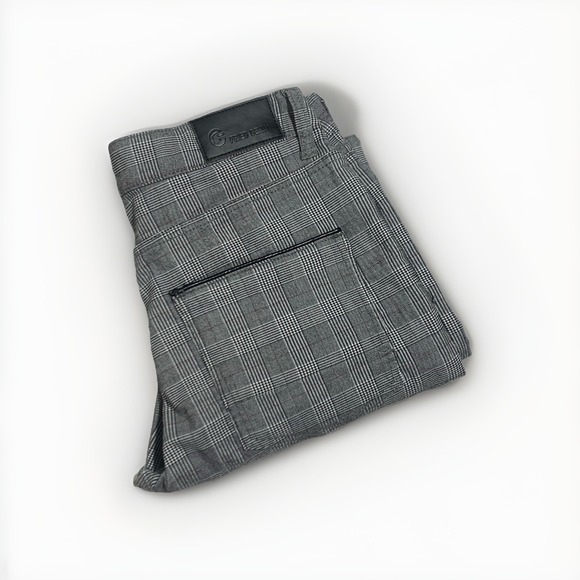 Fried Denim Pants Mens 32x30 Stretchy Gray Black Red Plaid Golf 5 Pocket Comfort - Picture 1 of 6